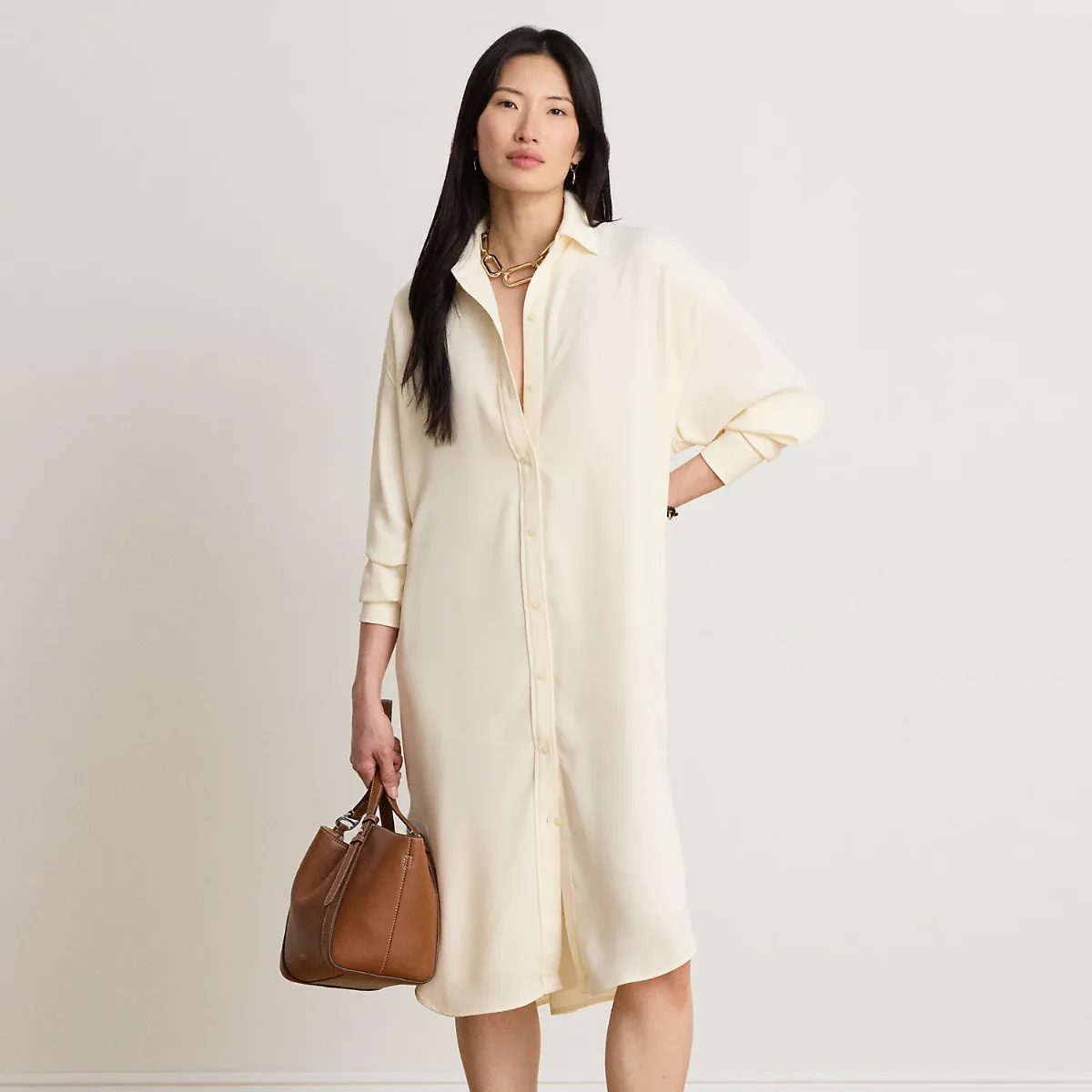 Double-Faced Georgette Midi Shirtdress by Ralph Lauren
