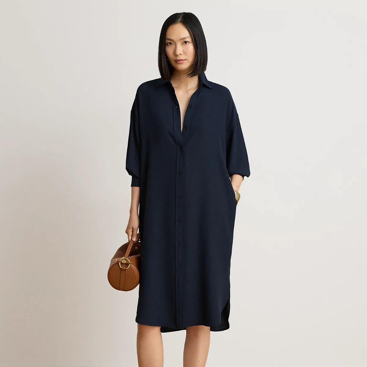 Double-Faced Georgette Midi Shirtdress