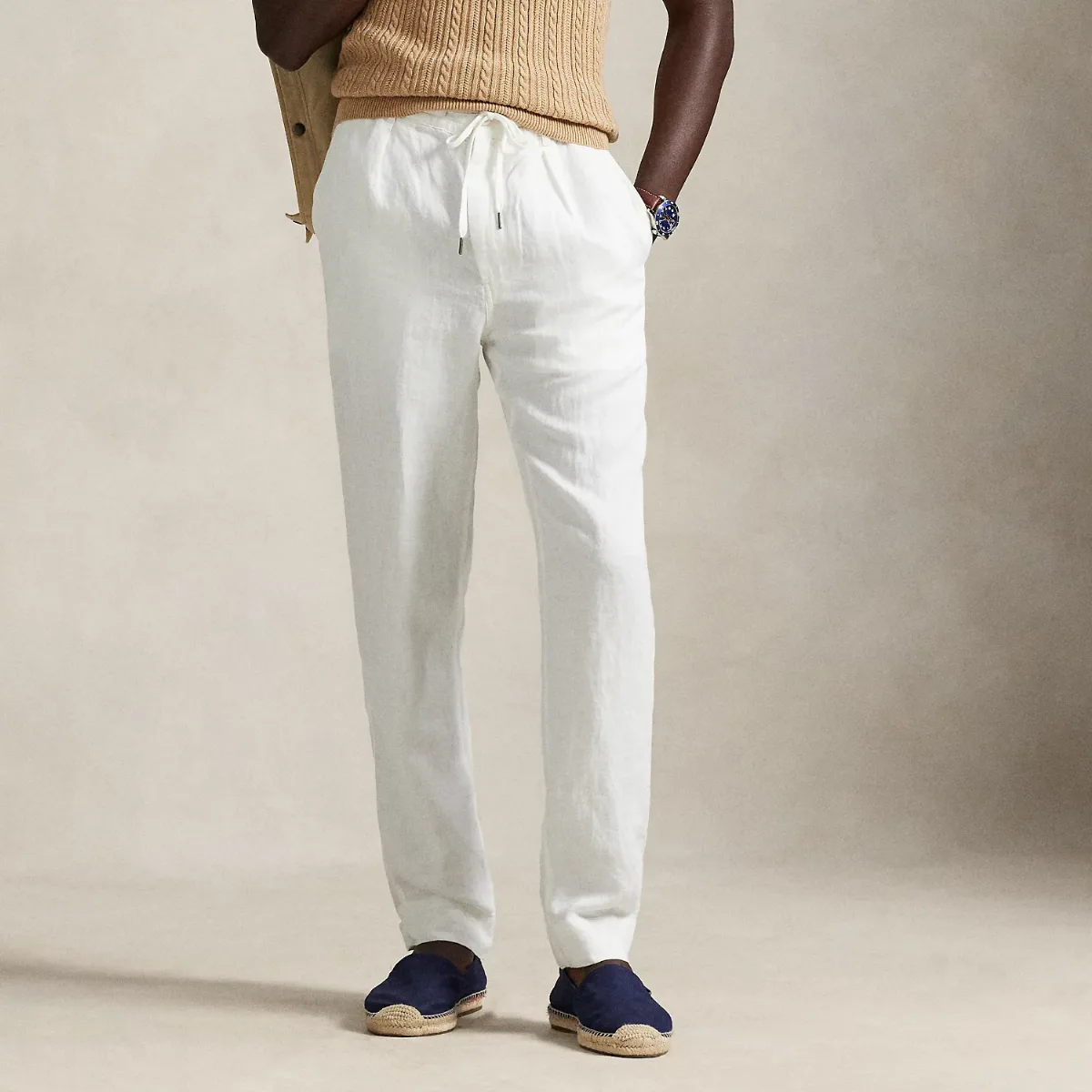 Lateef Slim Tapered Fit Linen Pant