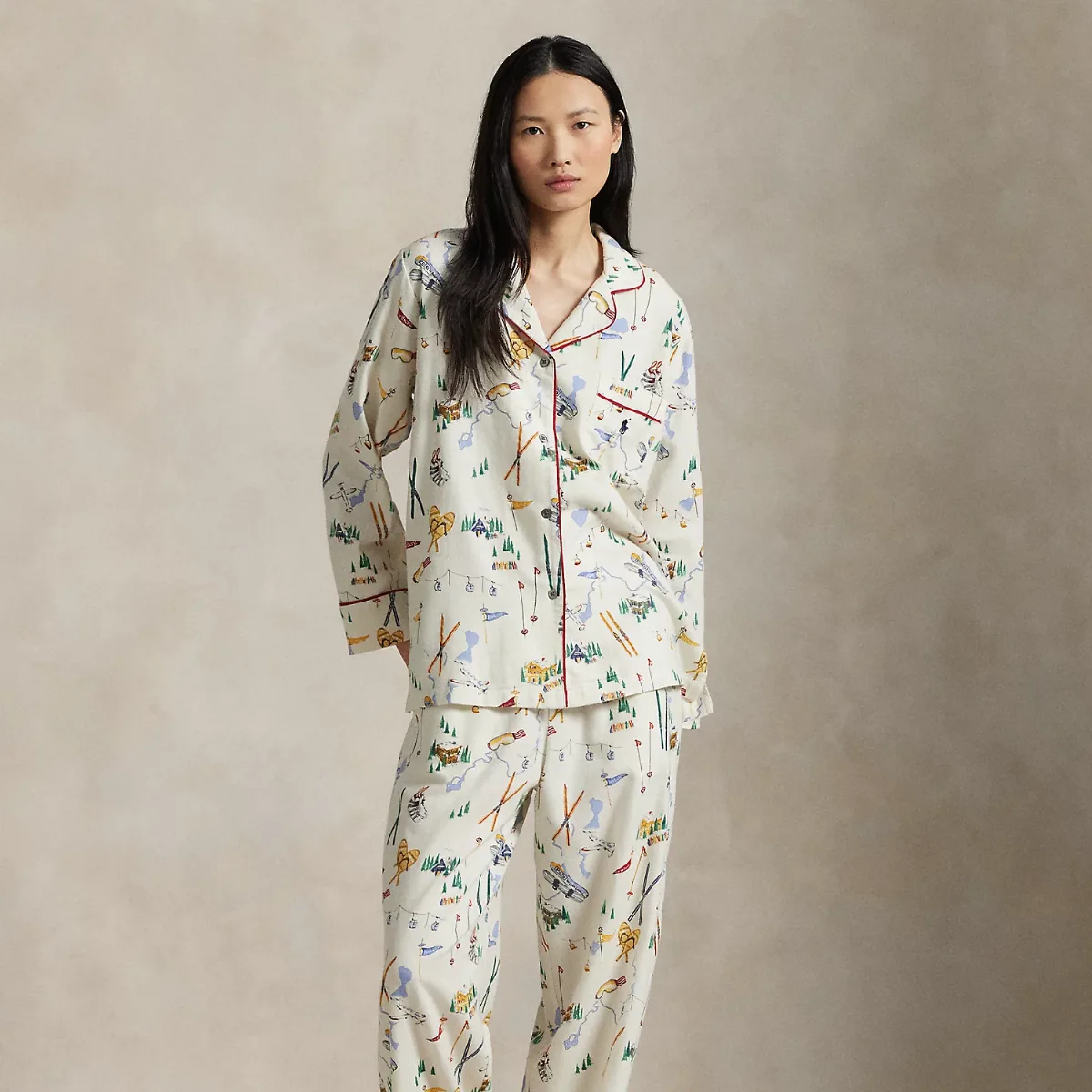 Ski-Motif Cotton Long-Sleeve PJ Gift Set by Ralph Lauren