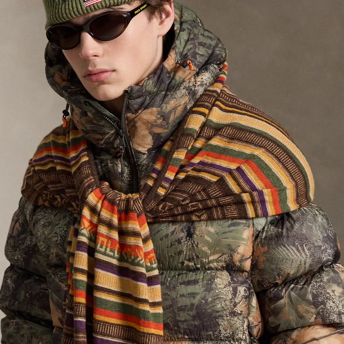 Textured-Stripe Wool-Blend Scarf by Ralph Lauren