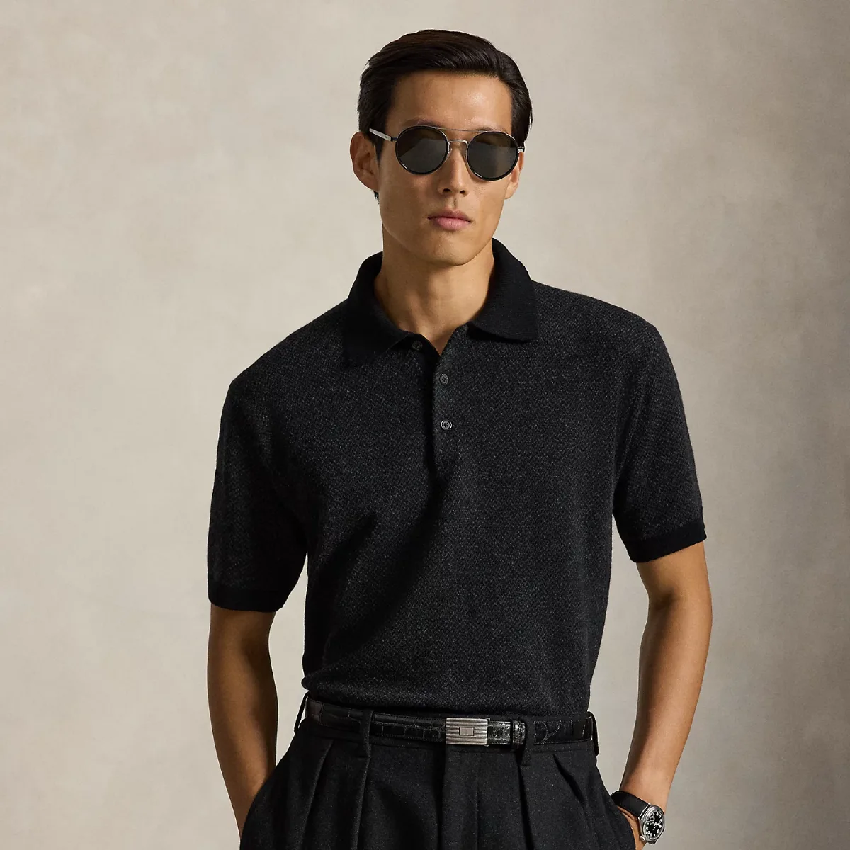 Relaxed Fit Wool Polo-Collar Sweater by Ralph Lauren