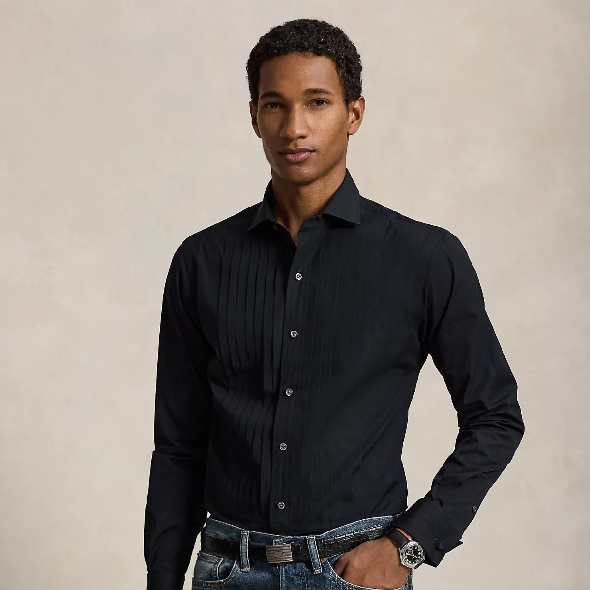 Custom Fit Poplin Tuxedo Shirt by Ralph Lauren