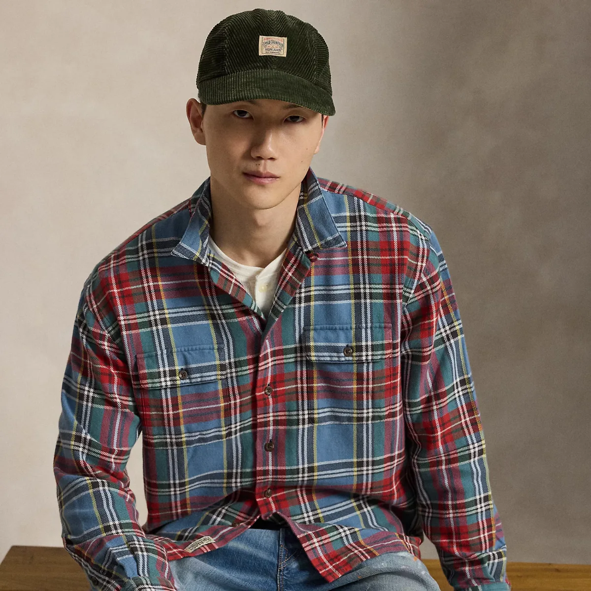 Classic Fit Plaid Flannel Camp Shirt by Ralph Lauren