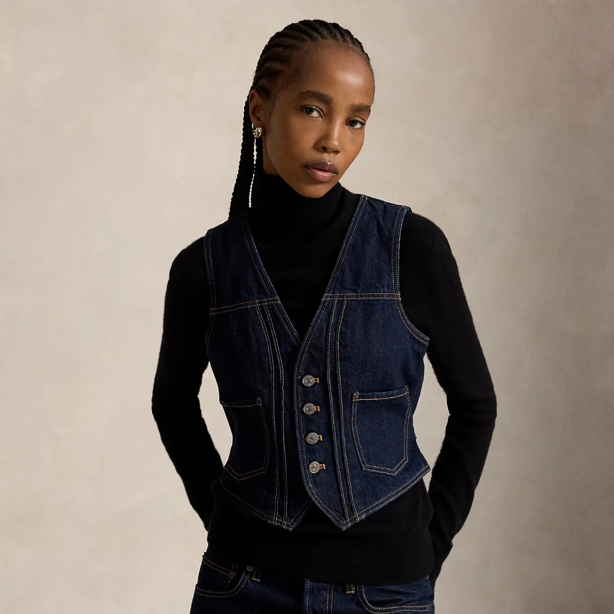Buttoned Denim Vest by Ralph Lauren