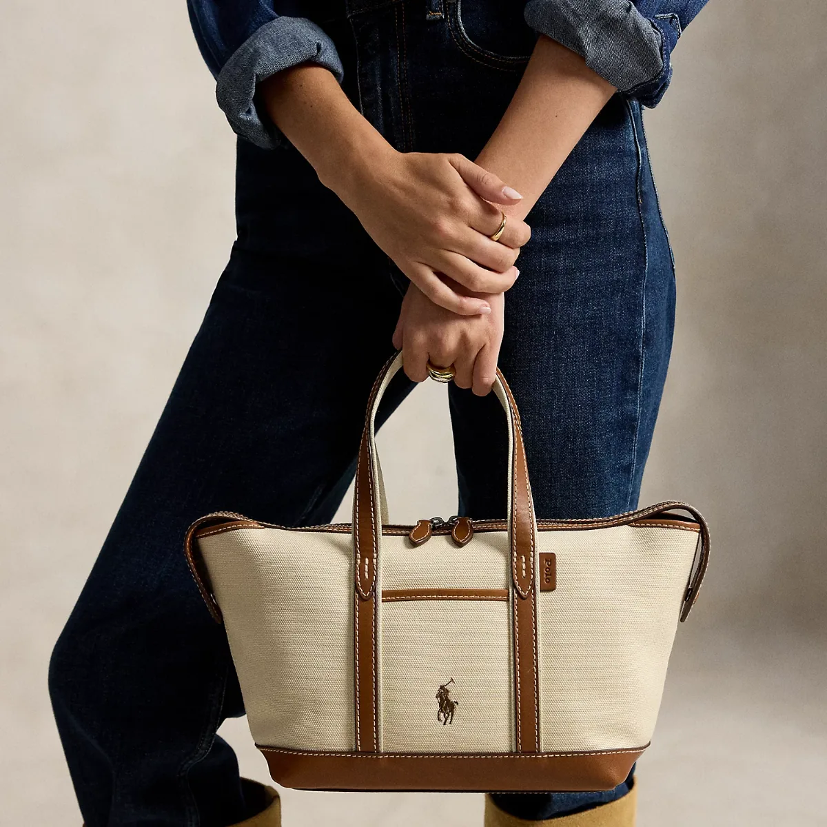 Cotton Canvas Mini Shopper Tote by Ralph Lauren