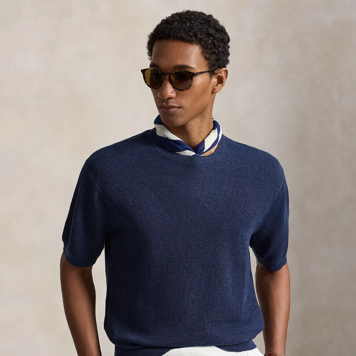 Relaxed Fit Linen Short-Sleeve Sweater by Ralph Lauren
