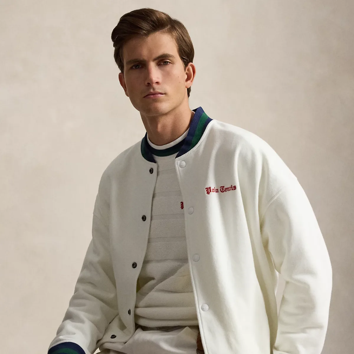 Relaxed Fit Fleece Baseball Jacket by Ralph Lauren
