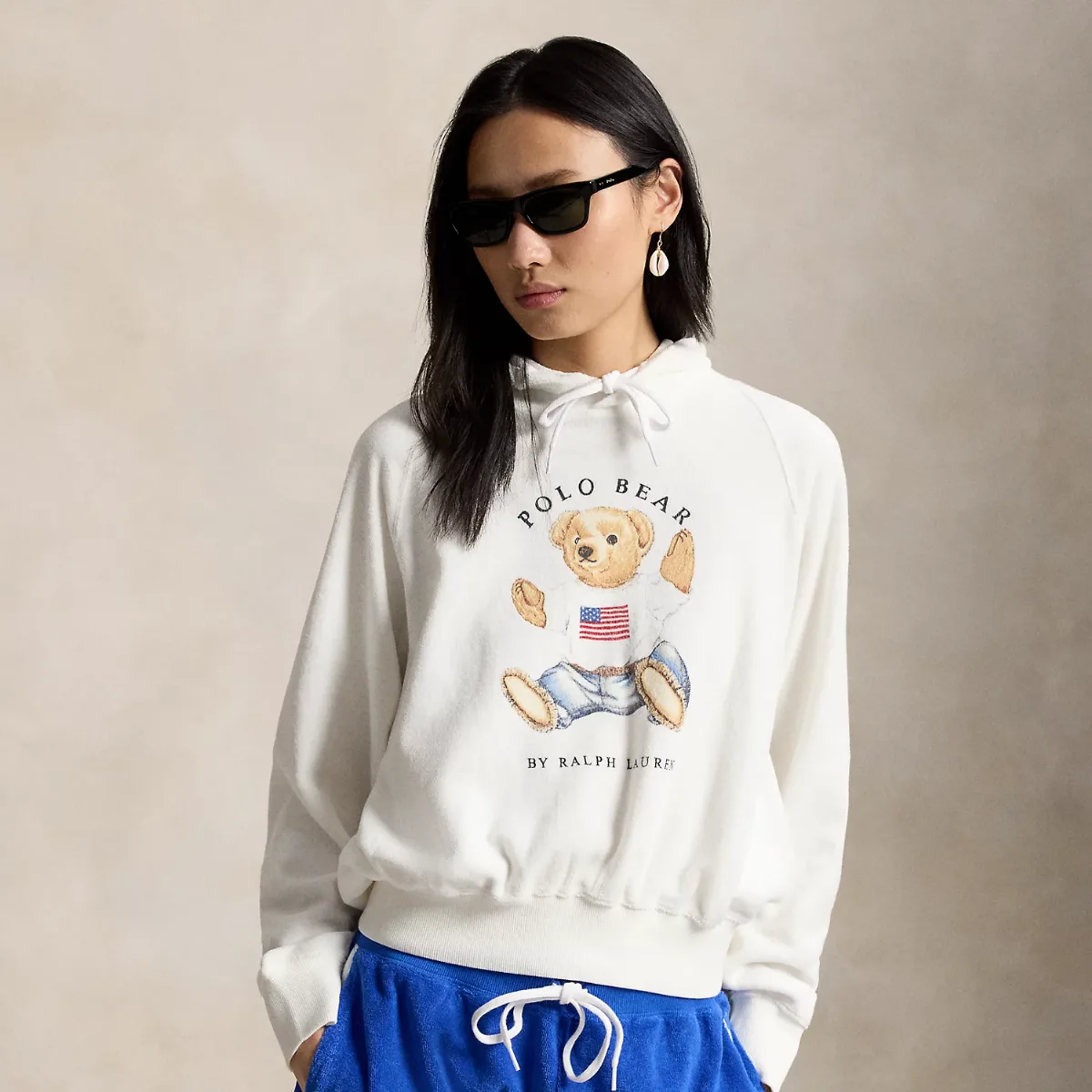 Shrunken Fit Polo Bear Terry Hoodie by Ralph Lauren