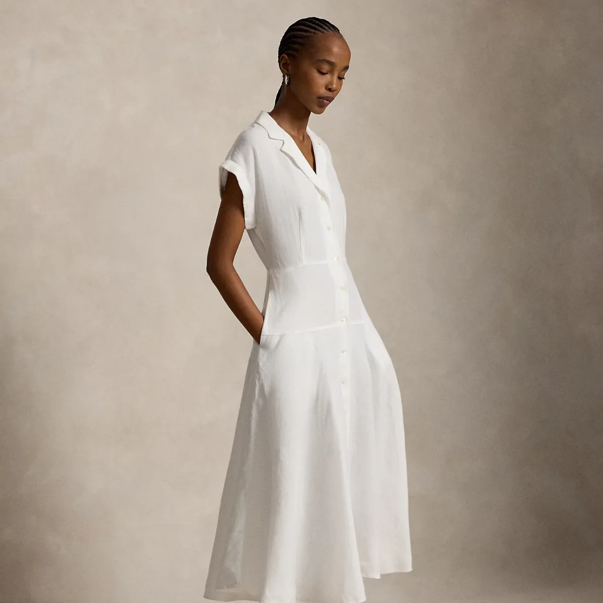 Linen Cap-Sleeve Shirtdress by Ralph Lauren