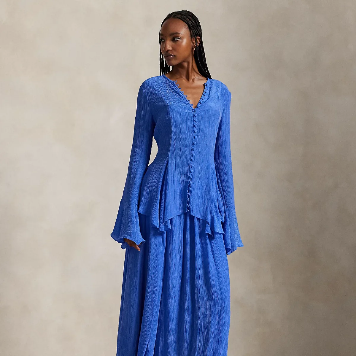 Crinkled A-Line Wrap Skirt by Ralph Lauren