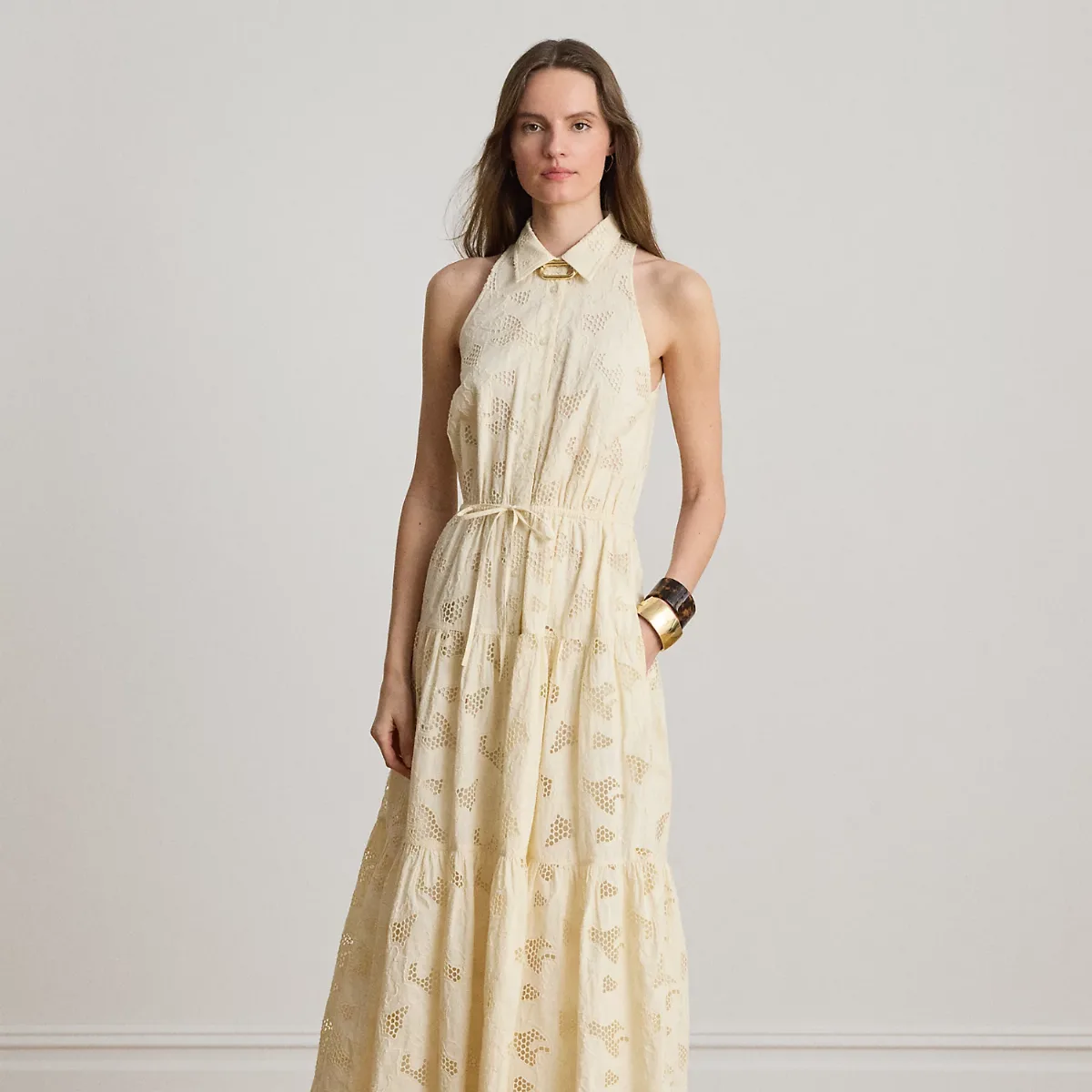 Floral-Eyelet Voile Tiered Shirtdress by Ralph Lauren