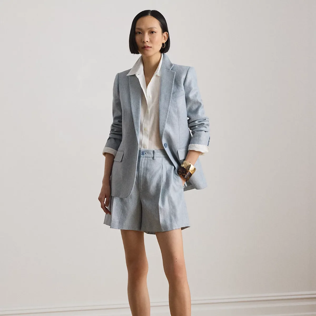 Foiled Basket-Weave Linen-Cotton Blazer by Ralph Lauren