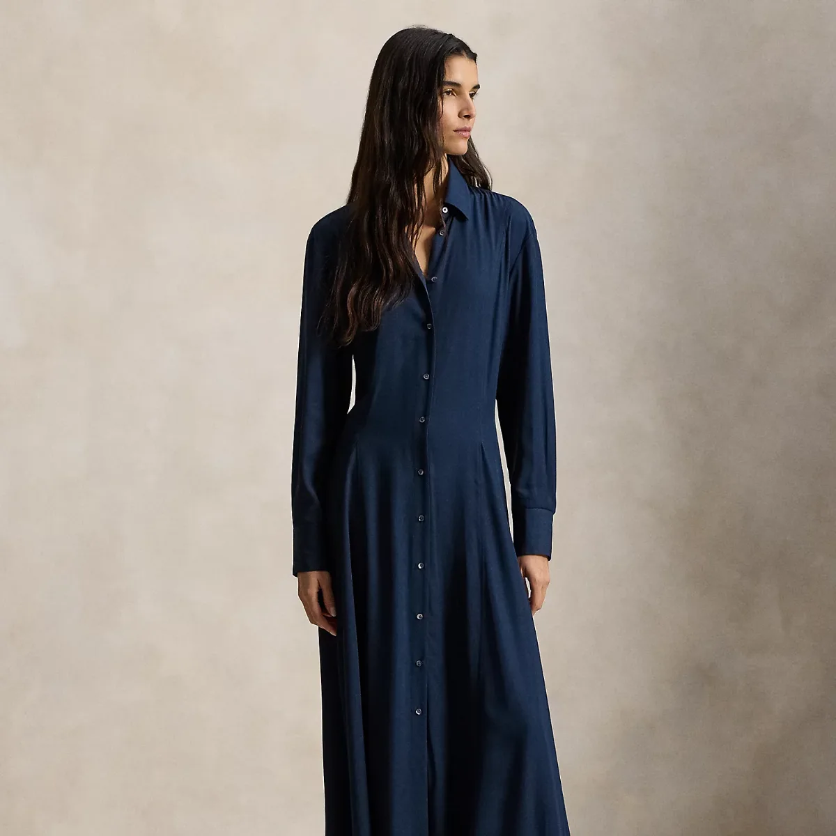 Self-Tie Twill Shirtdress