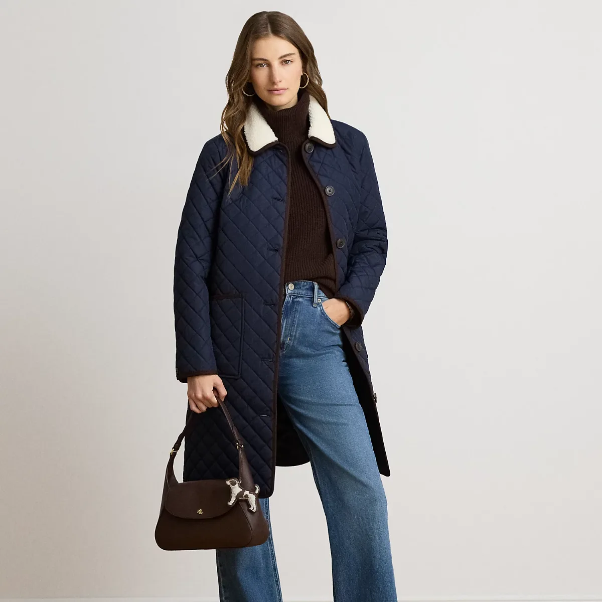 Faux-Shearling-Trim Quilted Jacket by Ralph Lauren