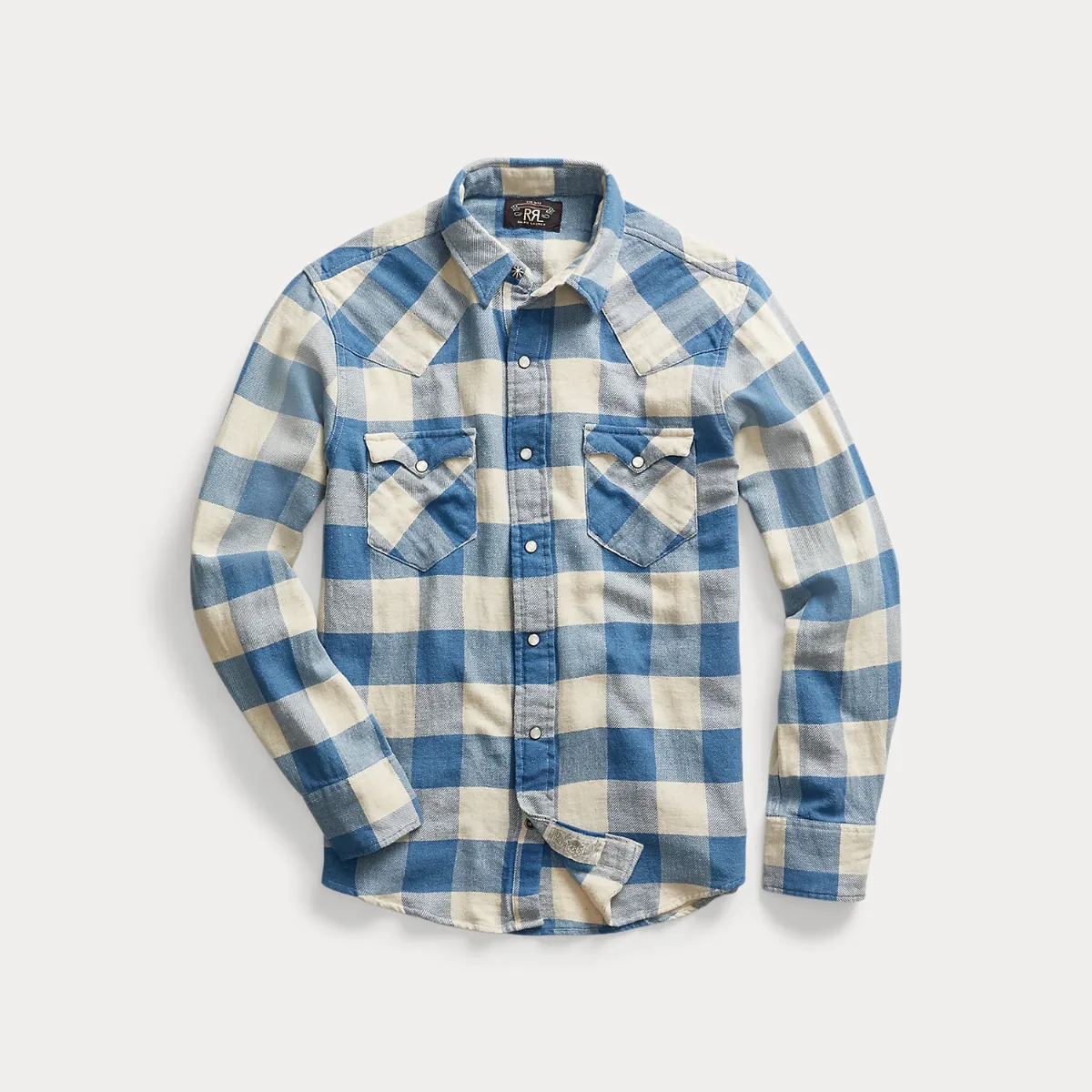 Slim Fit Indigo Plaid Western Shirt