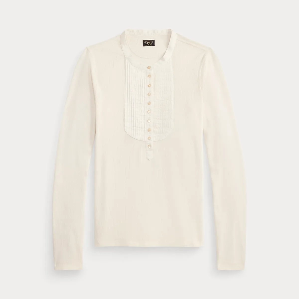 Pleated-Bib Henley Shirt by Ralph Lauren