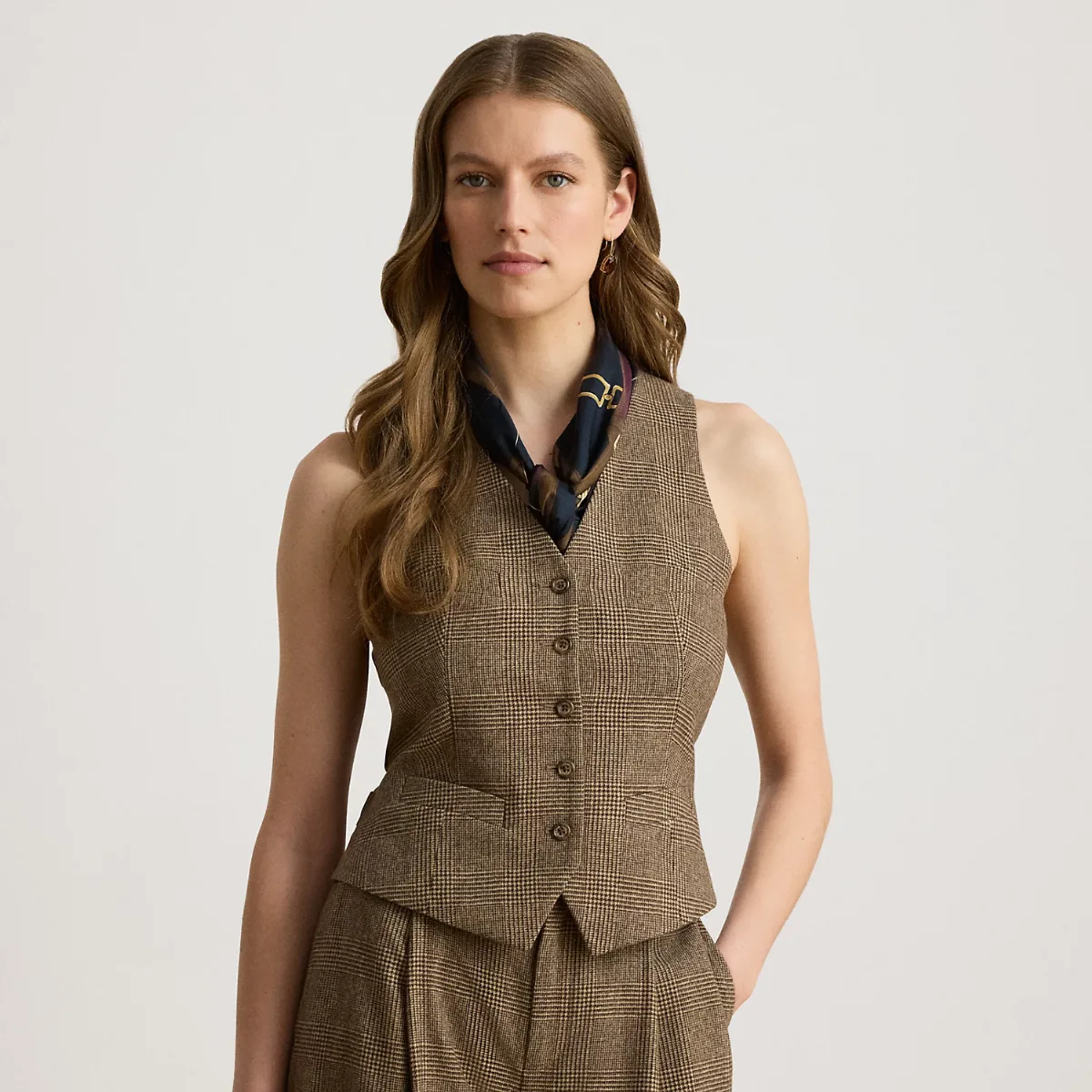 Glen Plaid Wool Twill Vest