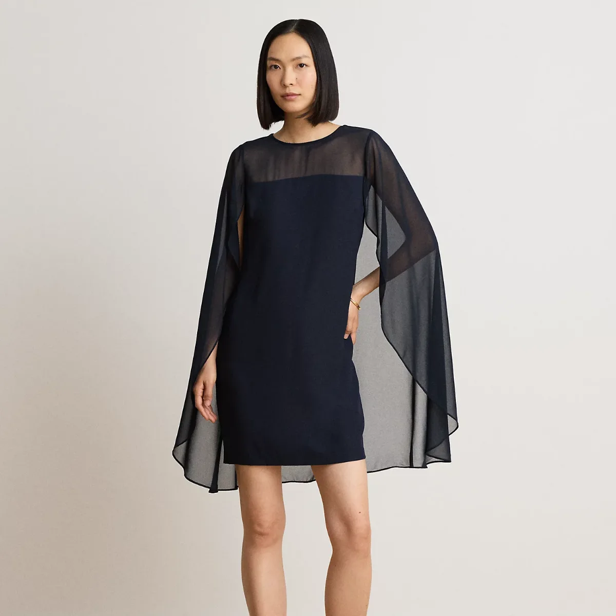Cape Georgette Cocktail Dress