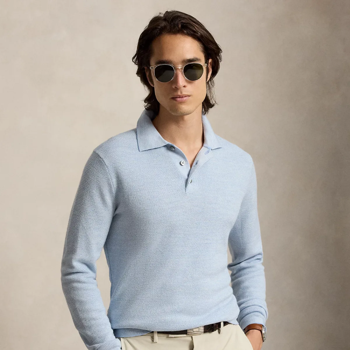 Striped Performance Polo-Collar Sweater by Ralph Lauren
