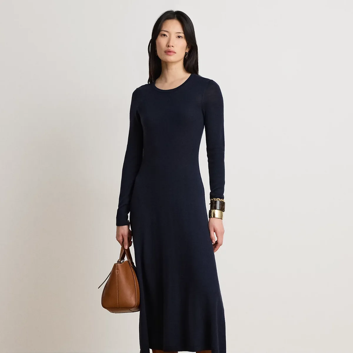 Wool Crewneck Sweater Dress by Ralph Lauren