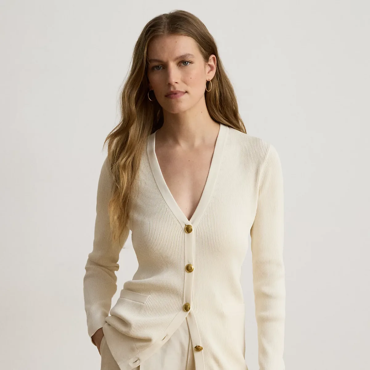 Rib-Knit V-Neck Cardigan by Ralph Lauren