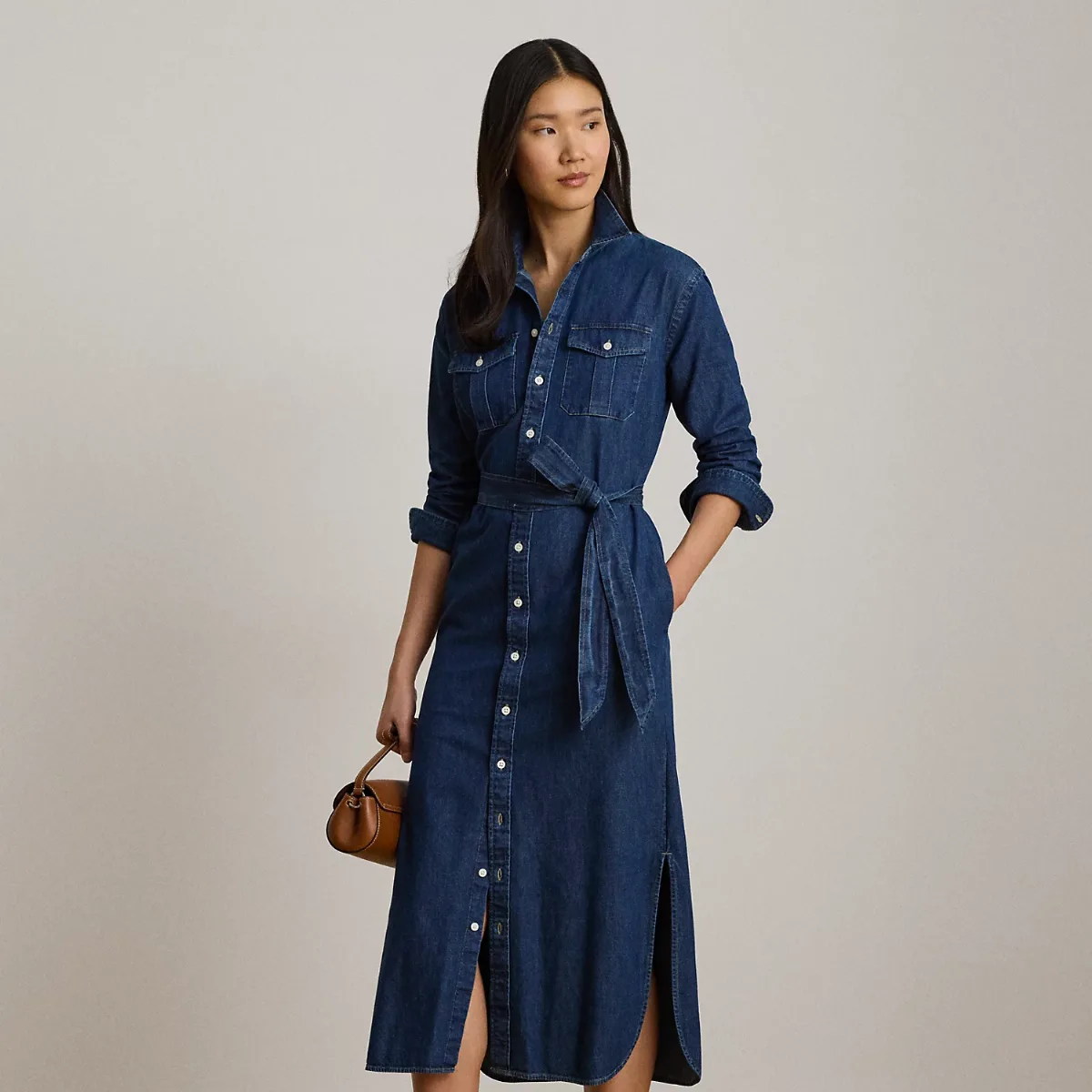 Belted Denim Midi Shirtdress by Ralph Lauren