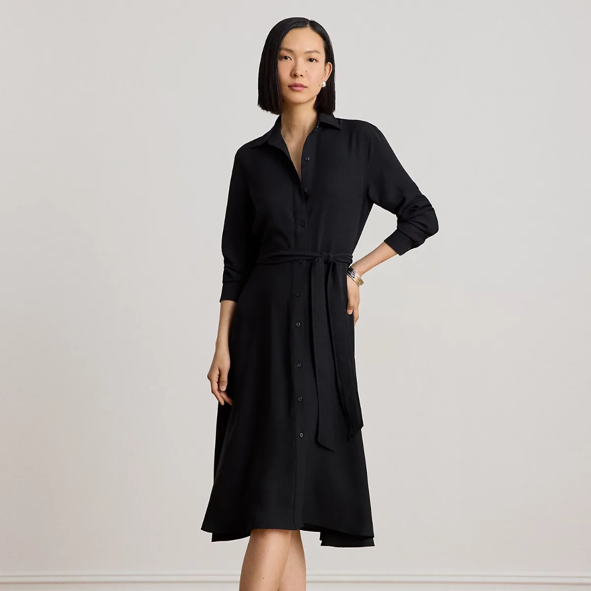 Belted Double-Faced Georgette Shirtdress by Ralph Lauren