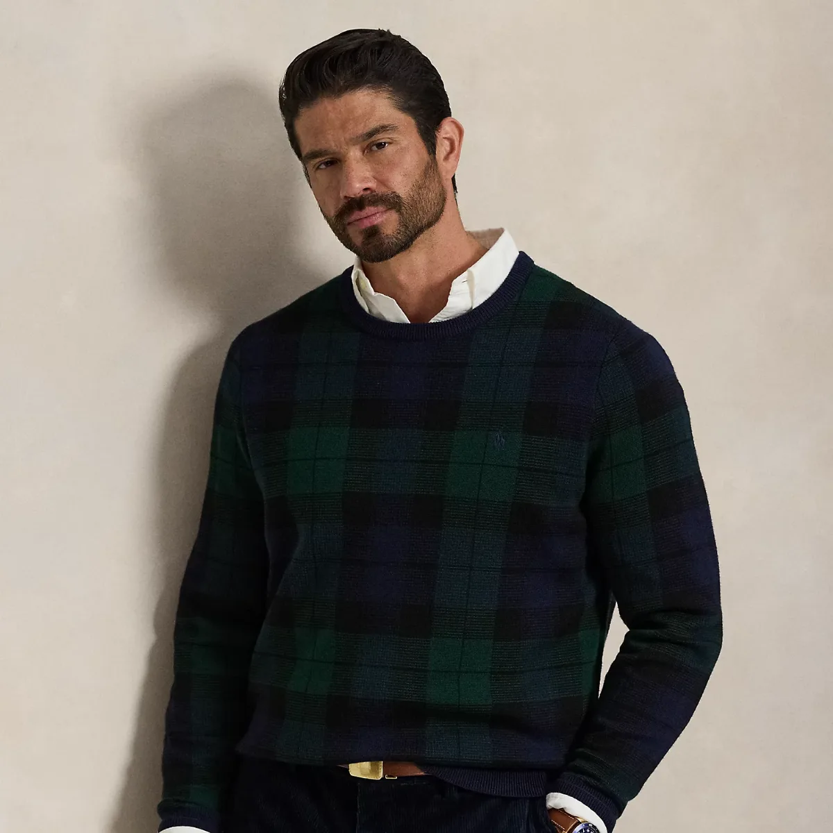 Plaid Washable Wool Sweater by Ralph Lauren