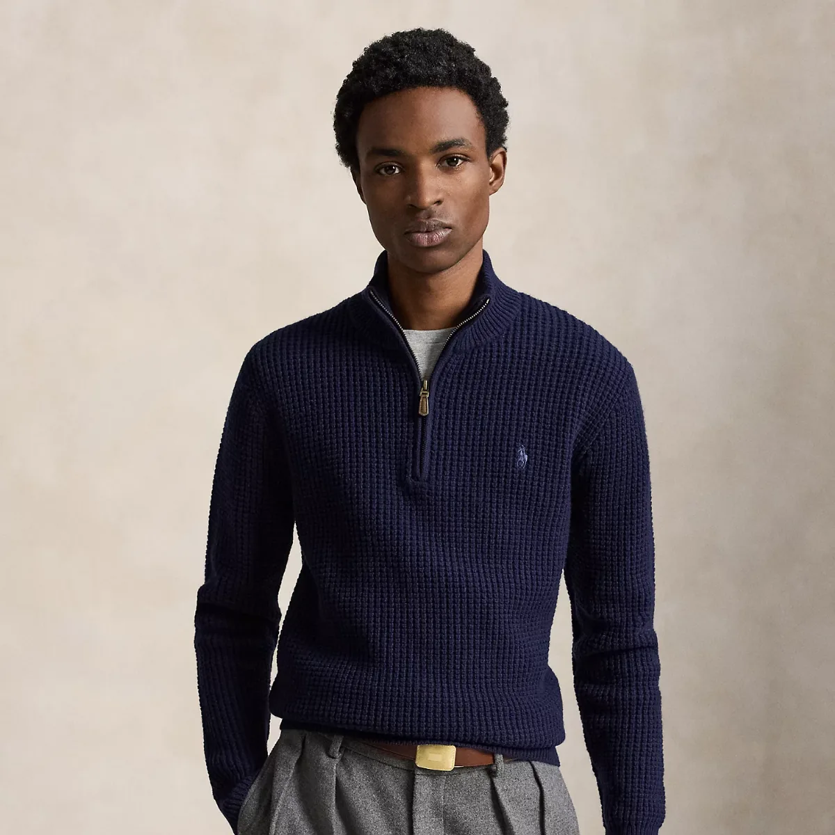 Waffle-Knit Wool-Cotton Sweater by Ralph Lauren