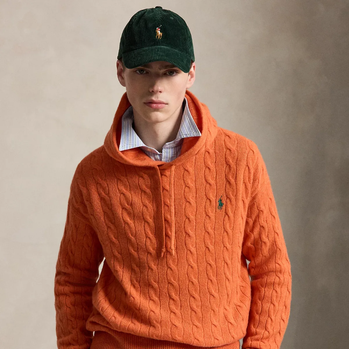 Cable-Knit Wool-Cashmere Hooded Sweater by Ralph Lauren