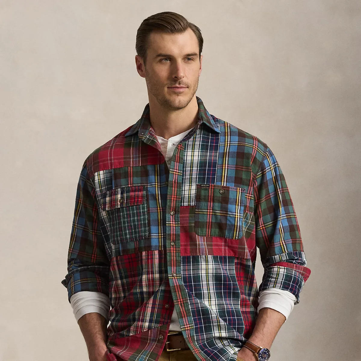 Patchwork Plaid Oxford Workshirt by Ralph Lauren