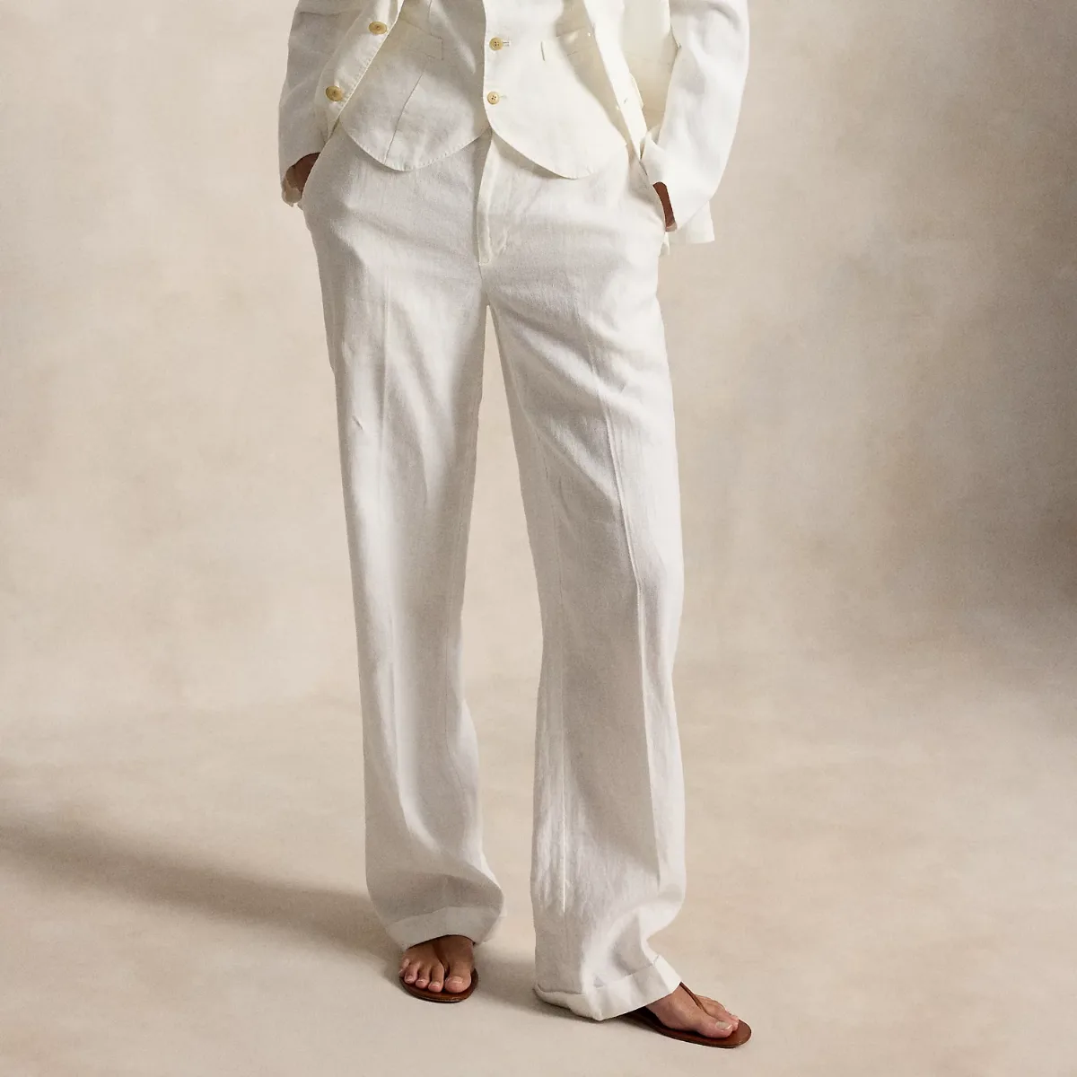 Linen High-Rise Relaxed Straight Pant by Ralph Lauren