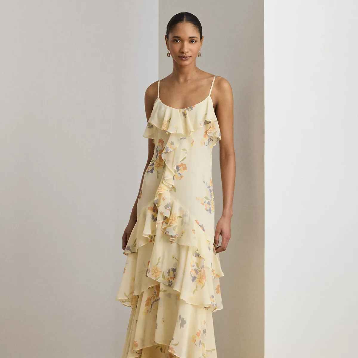 Floral Ruffle-Trim Georgette Gown by Ralph Lauren
