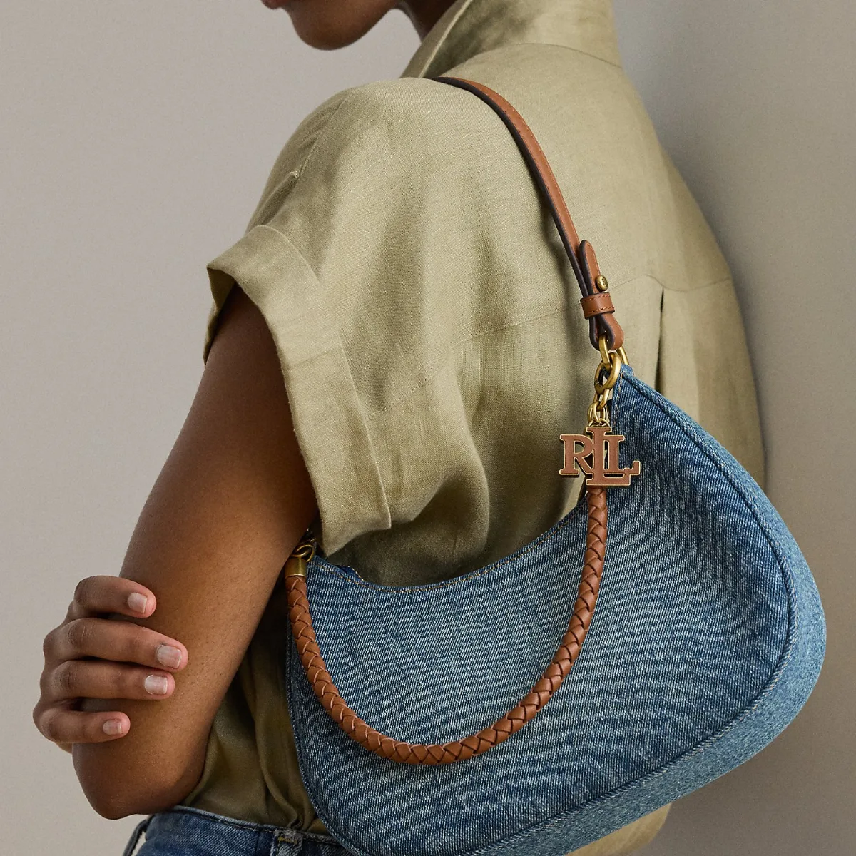 Denim Medium Marcy Zip Shoulder Bag