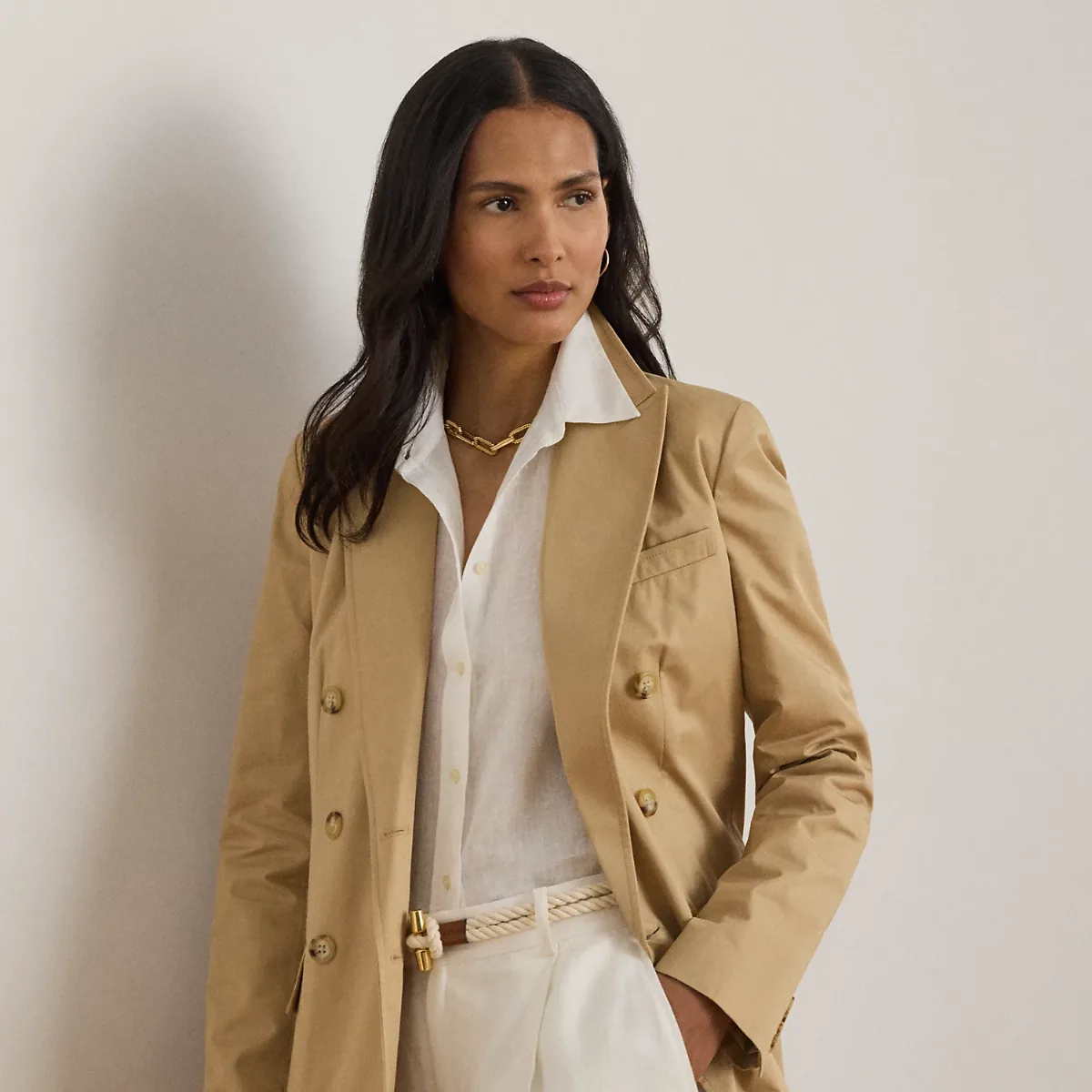Double-Breasted Cotton Twill Blazer by Ralph Lauren
