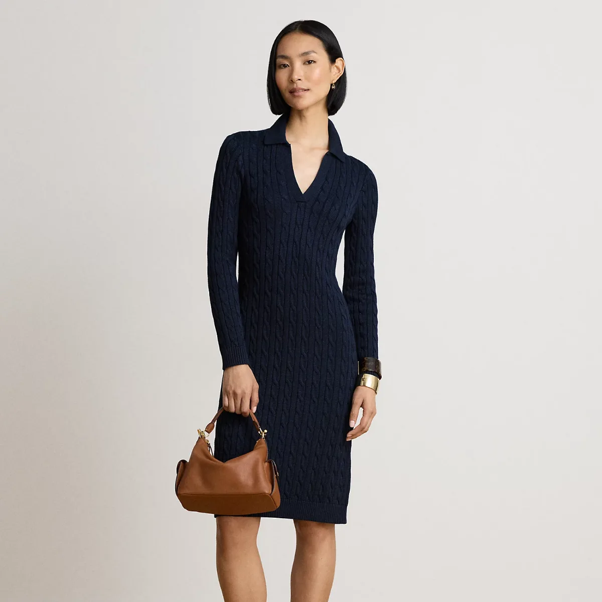 Cable-Knit Cotton-Blend Sweater Dress by Ralph Lauren