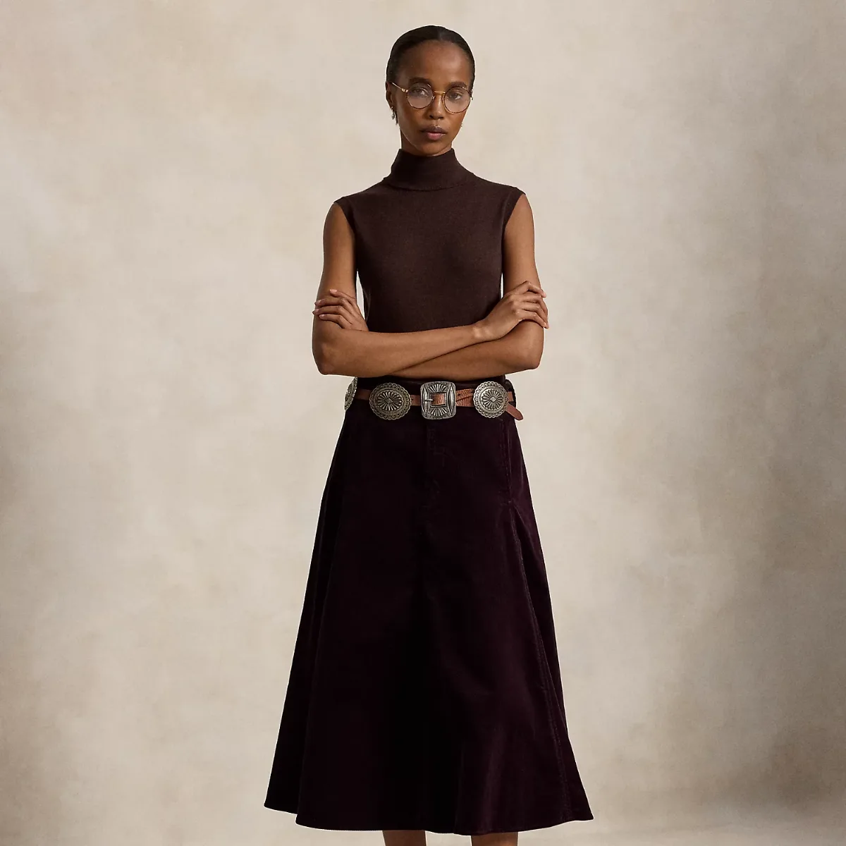 Corduroy A-Line Midi Skirt by Ralph Lauren