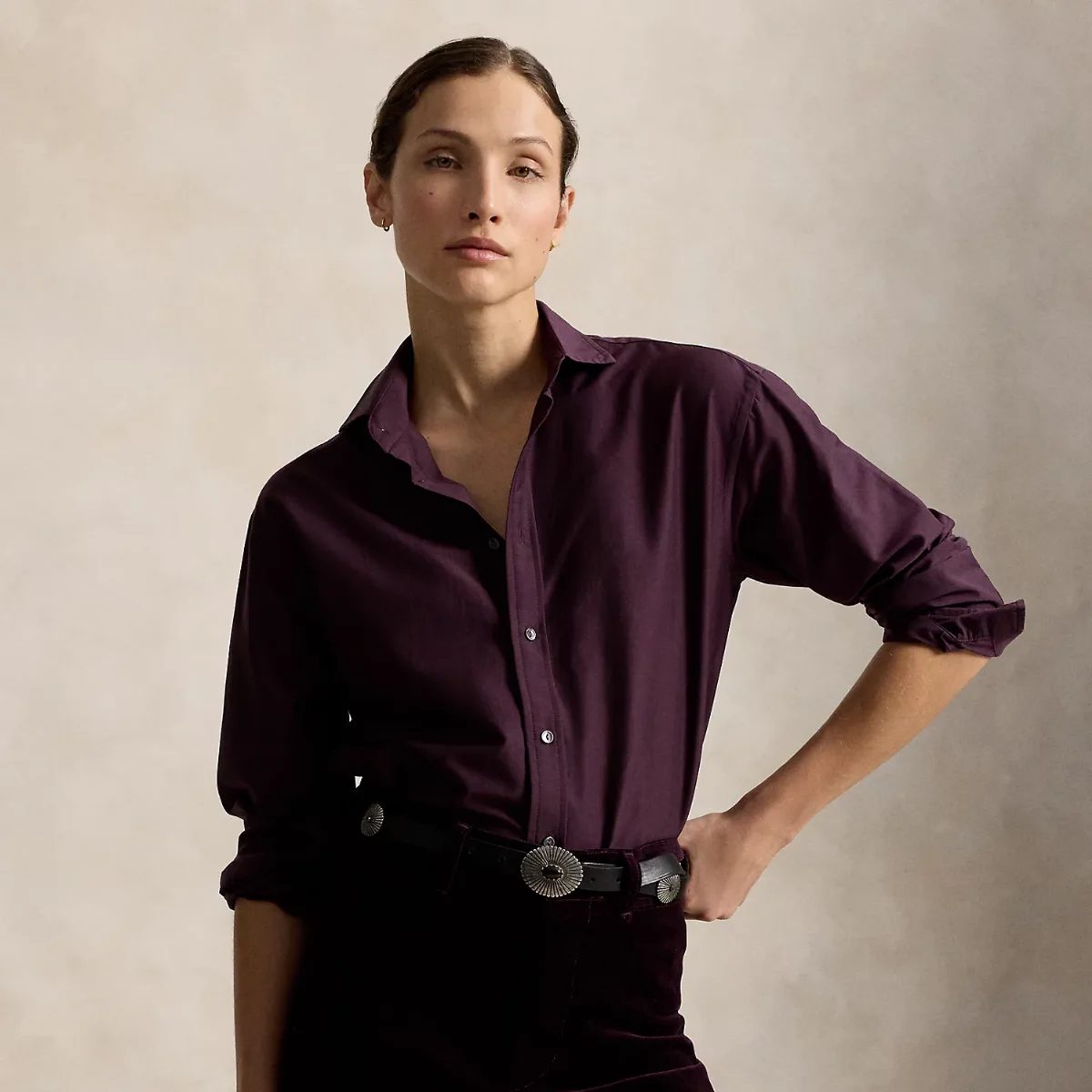 Relaxed Fit Cotton-Silk Shirt by Ralph Lauren