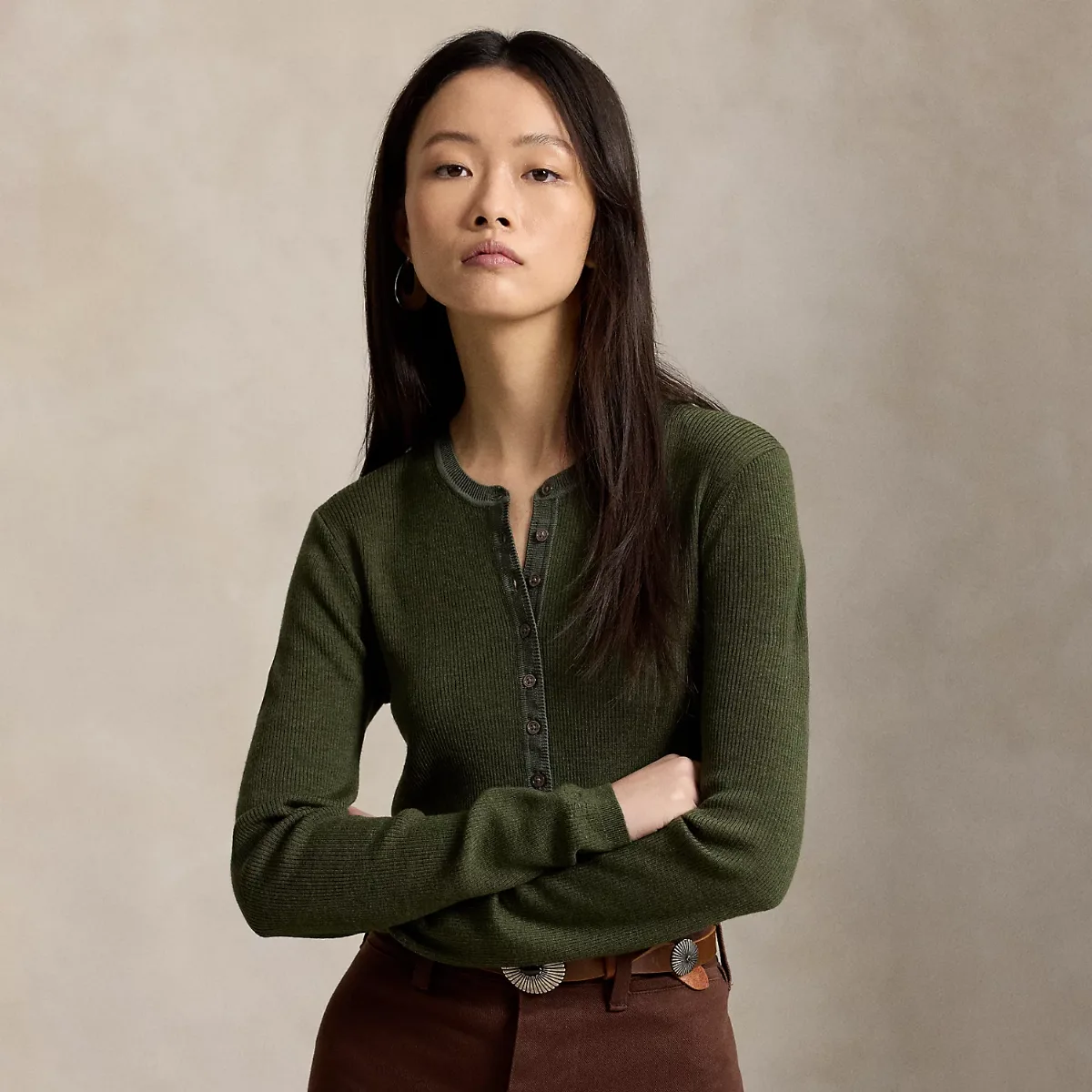 Rib-Knit Wool Cardigan by Ralph Lauren
