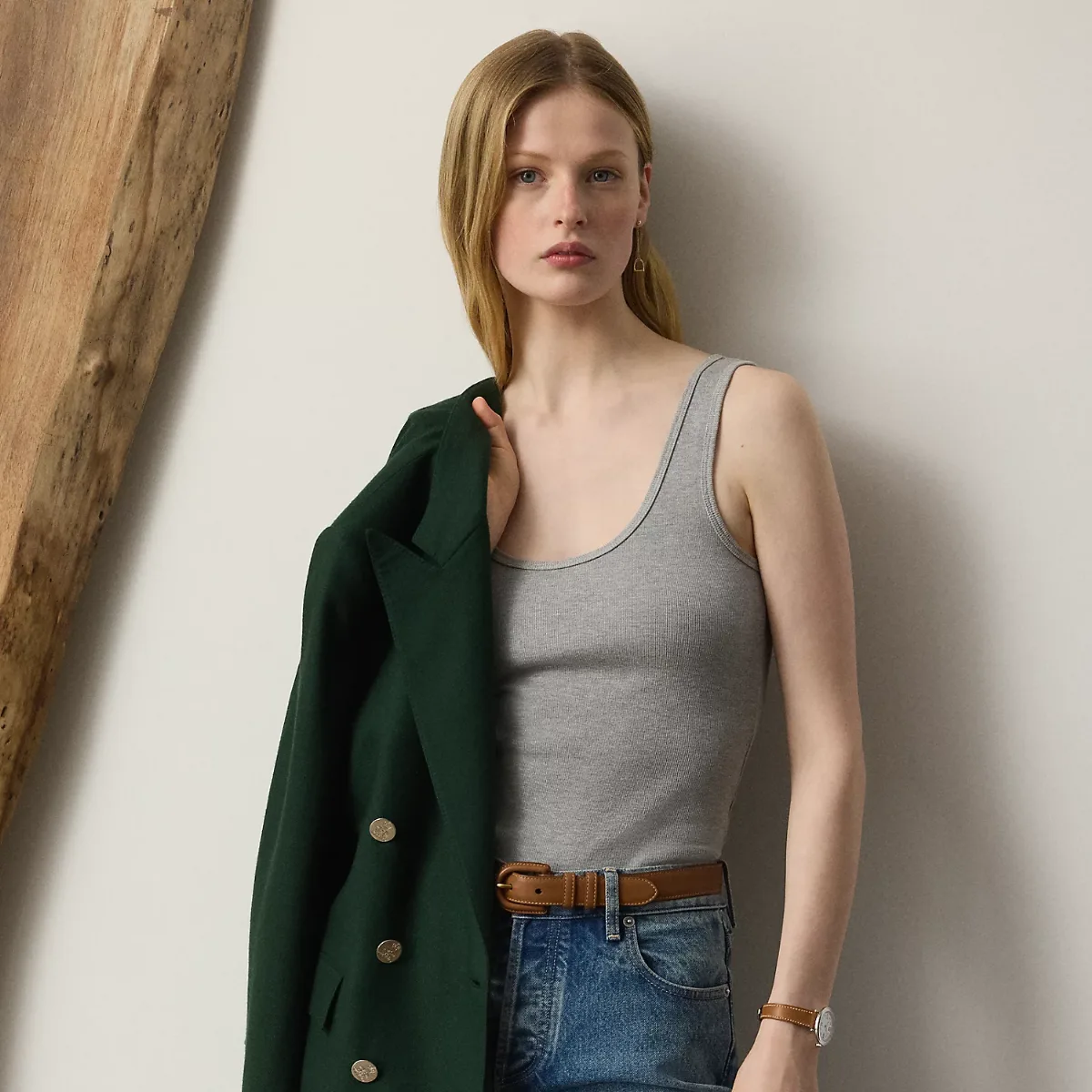 Ellis Rib-Knit Cotton-Blend Tank Top by Ralph Lauren