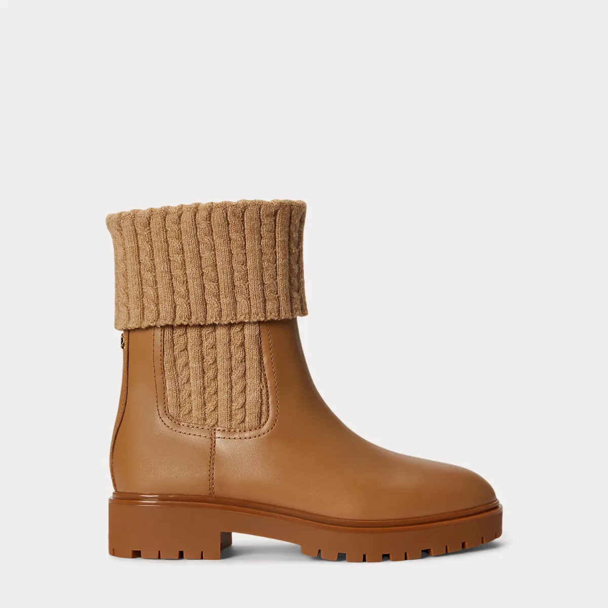 Allyson Cable-Knit & Calfskin Bootie by Ralph Lauren