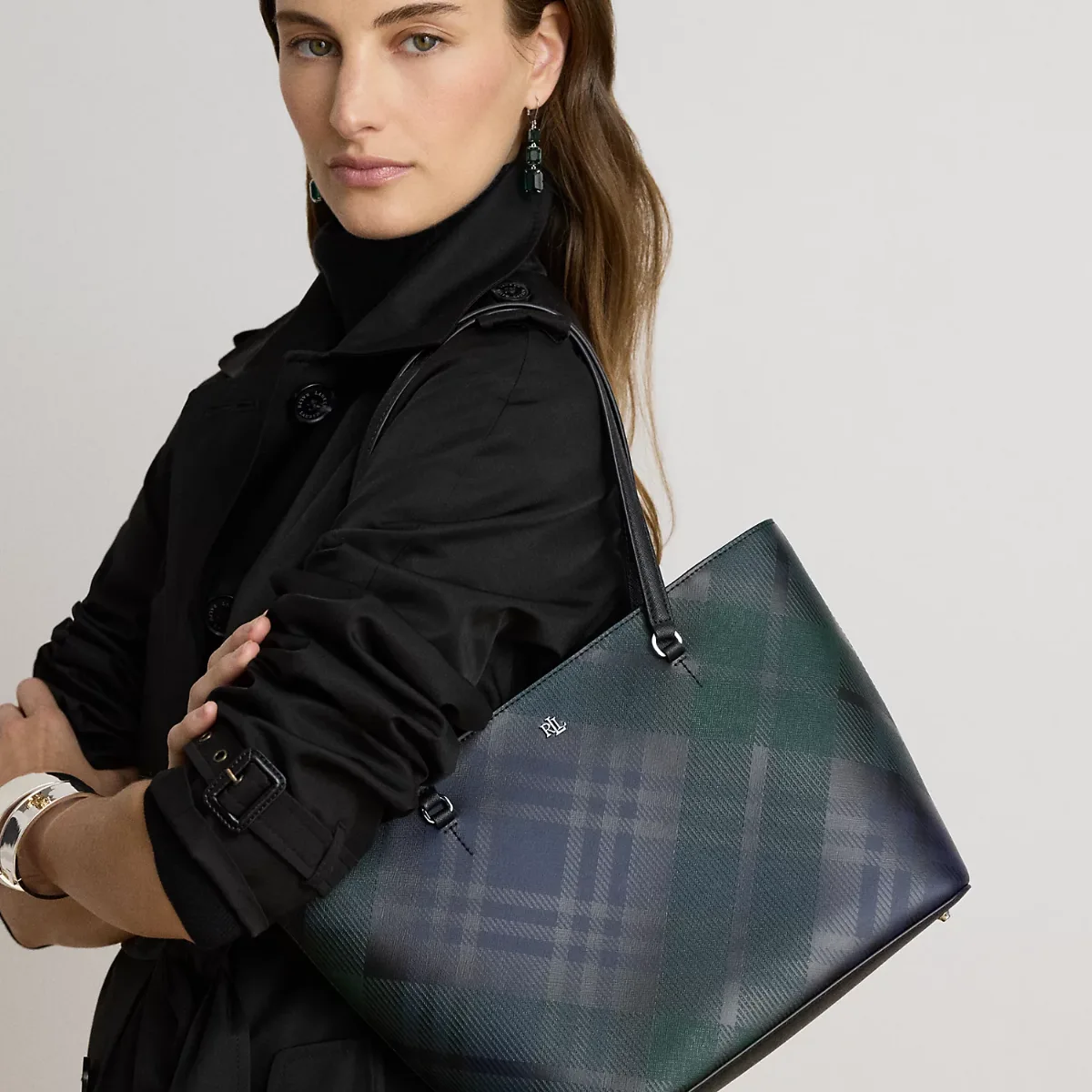 Plaid Medium Karly Tote Bag by Ralph Lauren