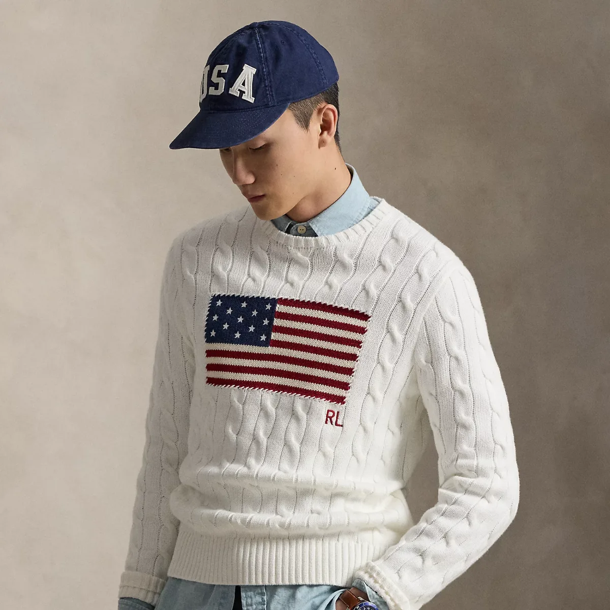 Cable-Knit Iconic Flag Sweater