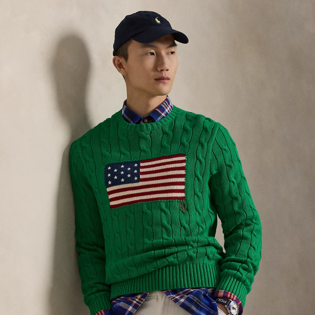Cable-Knit Iconic Flag Sweater