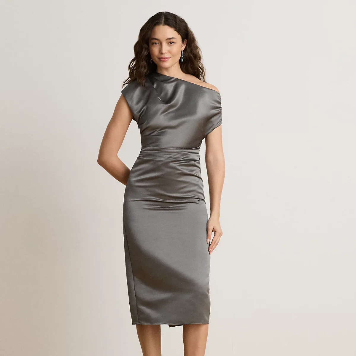 Satin Off-the-Shoulder Cocktail Dress by Ralph Lauren
