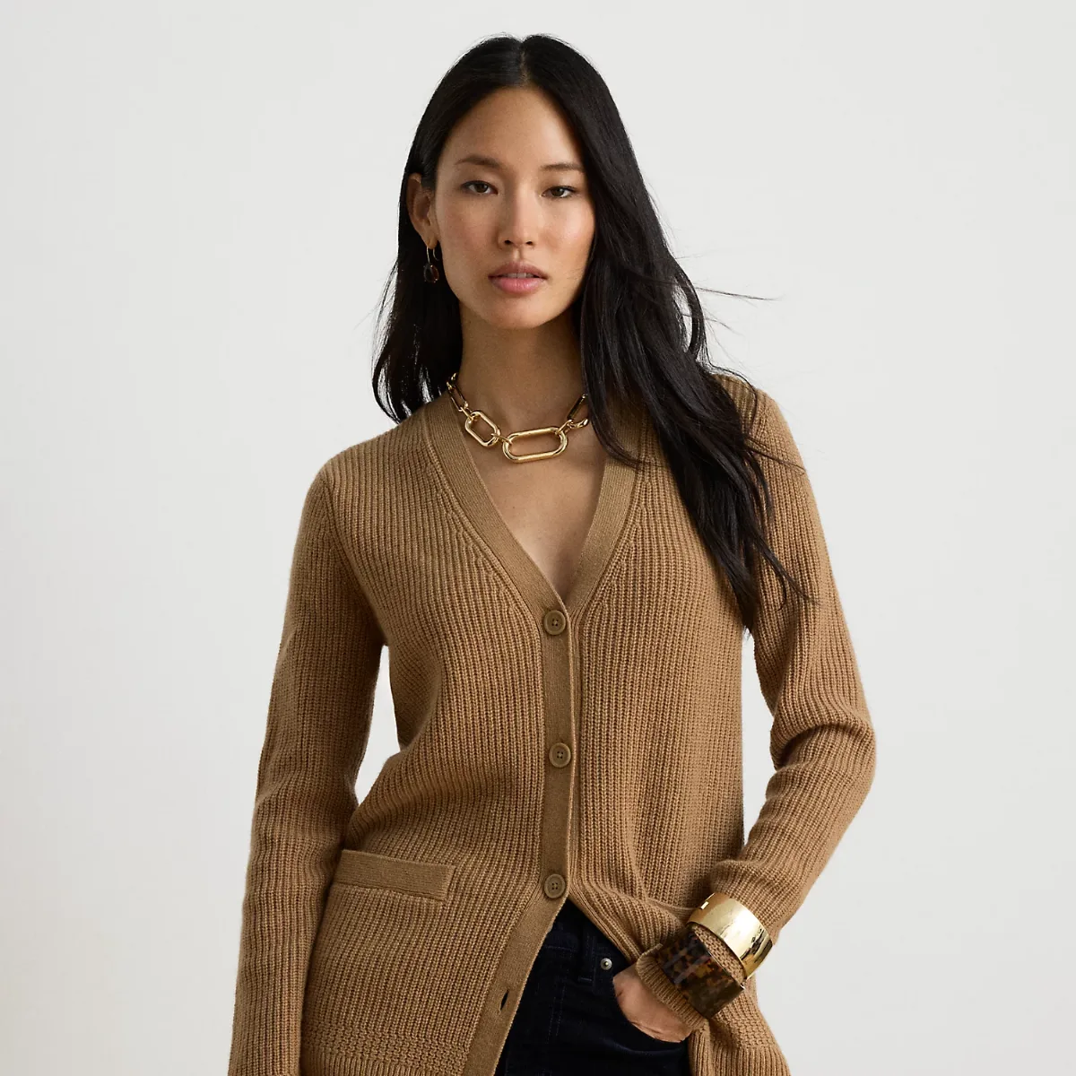 Rib-Knit Wool-Cashmere Cardigan by Ralph Lauren