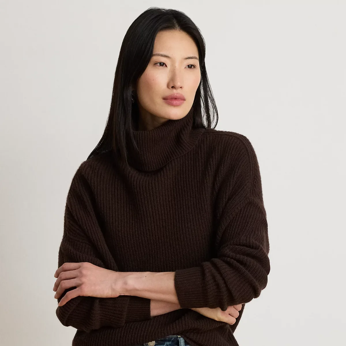 Ribbed Wool-Cashmere Turtleneck Sweater by Ralph Lauren