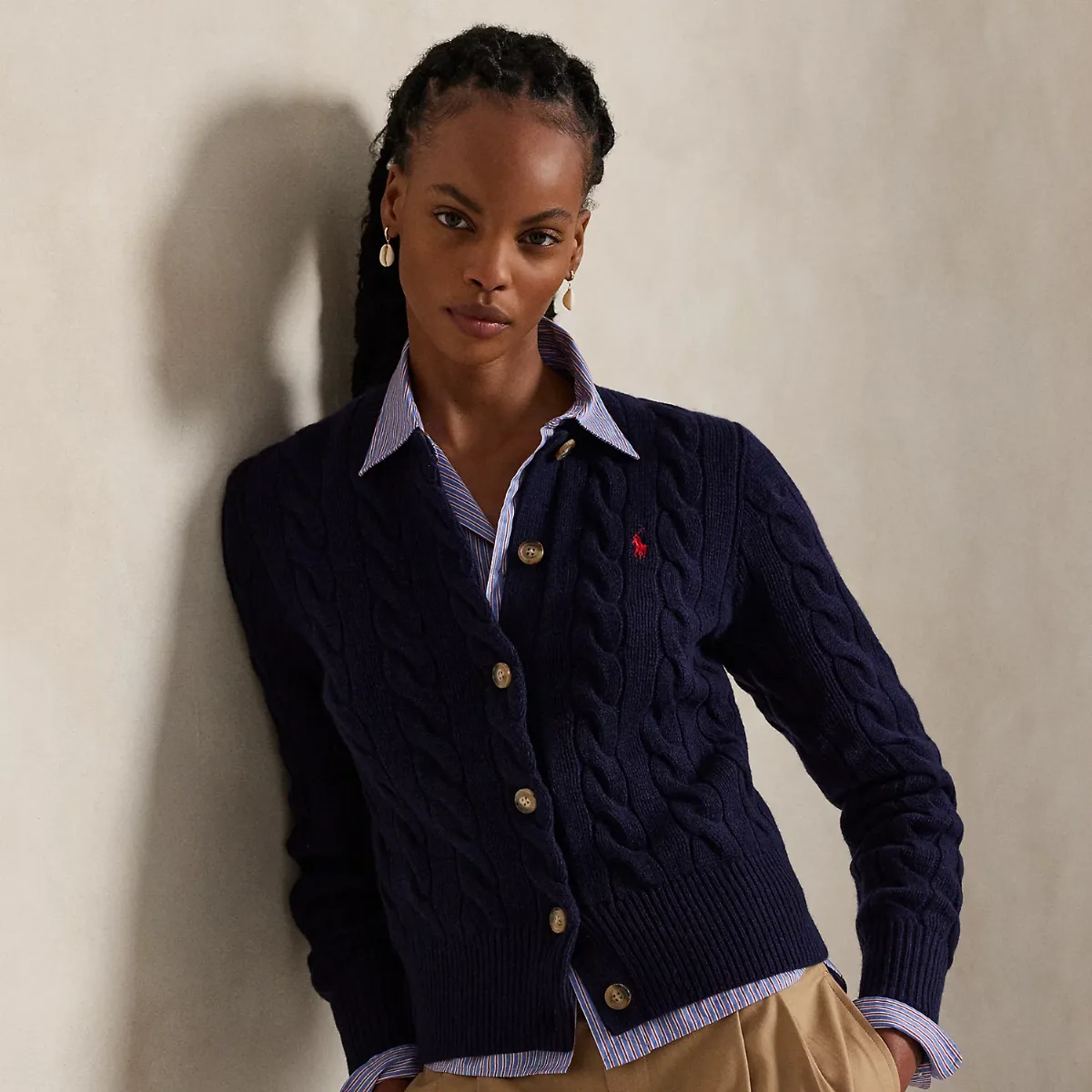 Cable-Knit Wool-Cashmere Cardigan by Ralph Lauren