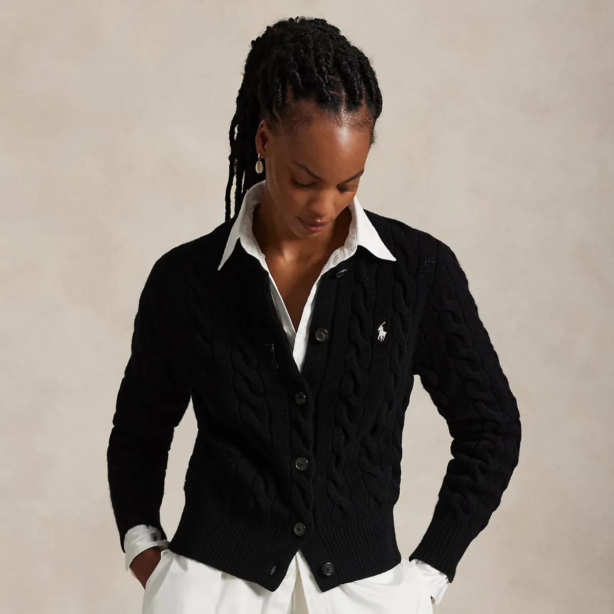 Cable-Knit Wool-Cashmere Cardigan by Ralph Lauren